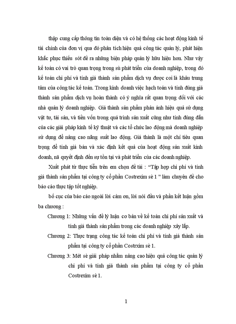 image for page Tập hợp chi phí và tính giá thành sản phẩm tại công ty cổ phần Costrexim số 1 1