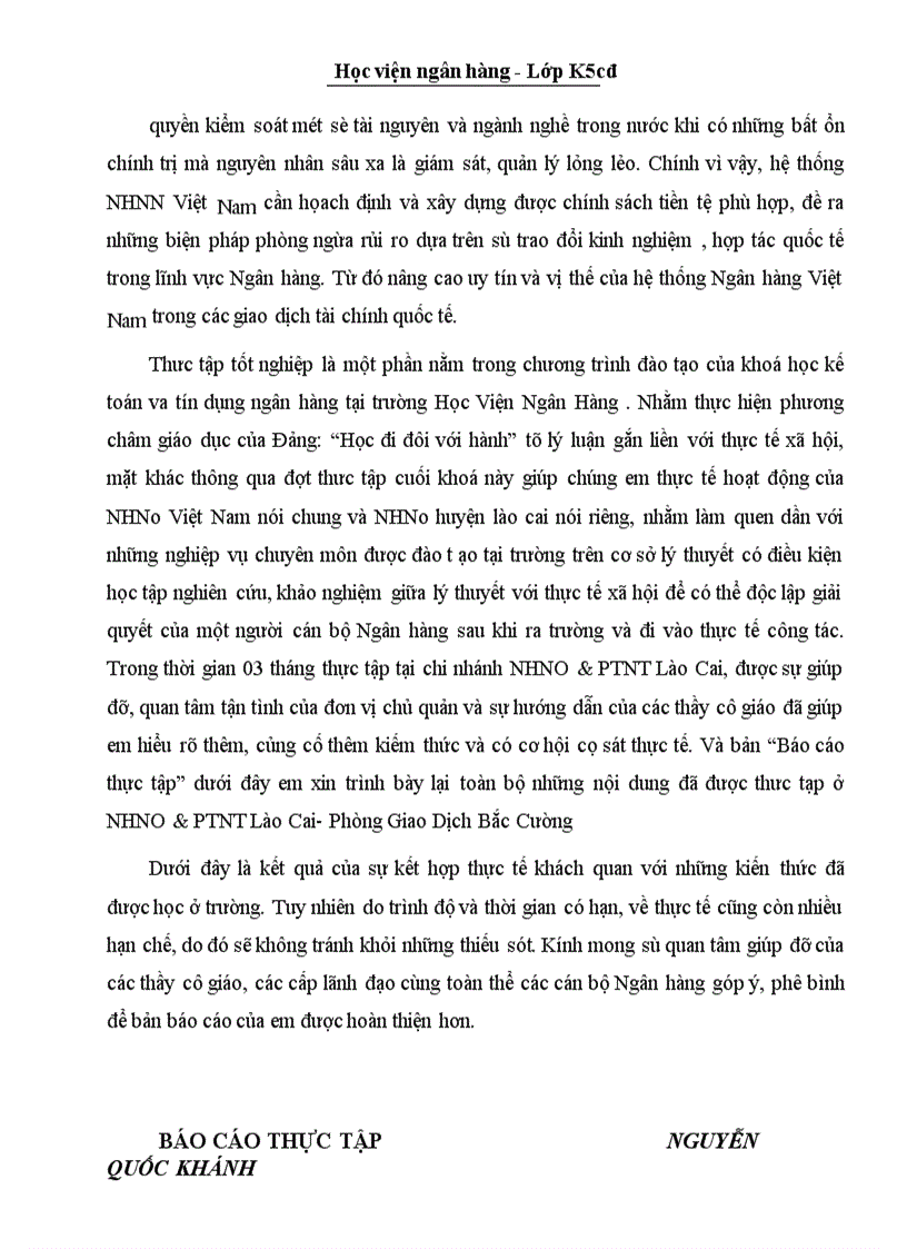 image for page Báo cáo thưc tập tại NHNo PTNT Lào Cai Phòng Giao Dịch Bắc Cường