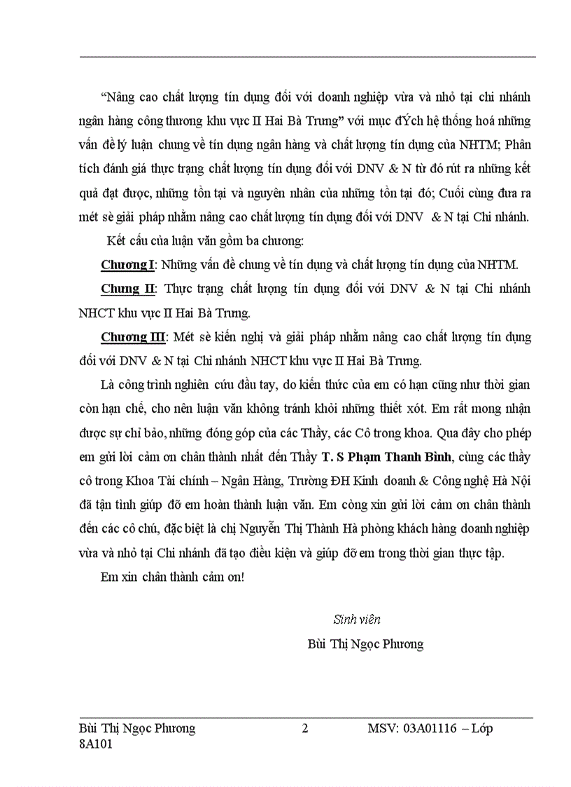 image for page Nâng cao chất lượng tín dụng đối với doanh nghiệp vừa và nhỏ tại chi nhánh ngân hàng công thương khu vực II Hai Bà Trưng 1