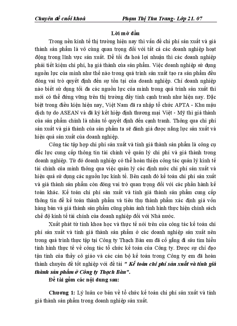 image for page Kế toán chi phí sản xuất và tính giá thành sản phẩm ở Công ty Thạch Bàn 1