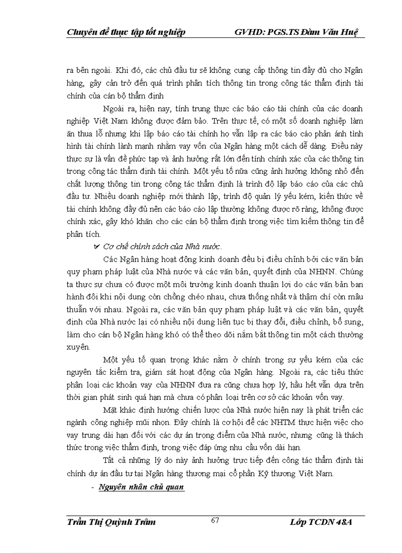 image for page Nâng cao chất lượng thẩm định tài chính dự án trong cho vay tại Ngân hàng TMCP Kỹ thương Việt Nam Chi nhánh Hà Nội