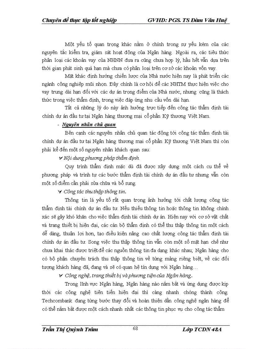 image for page Nâng cao chất lượng thẩm định tài chính dự án trong cho vay tại Ngân hàng TMCP Kỹ thương Việt Nam Chi nhánh Hà Nội