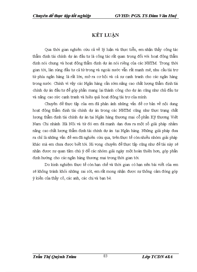 image for page Nâng cao chất lượng thẩm định tài chính dự án trong cho vay tại Ngân hàng TMCP Kỹ thương Việt Nam Chi nhánh Hà Nội