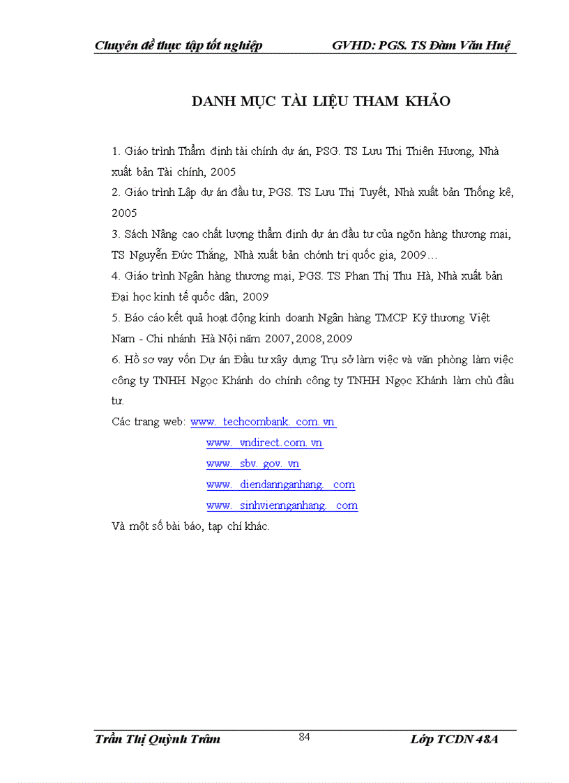 image for page Nâng cao chất lượng thẩm định tài chính dự án trong cho vay tại Ngân hàng TMCP Kỹ thương Việt Nam Chi nhánh Hà Nội