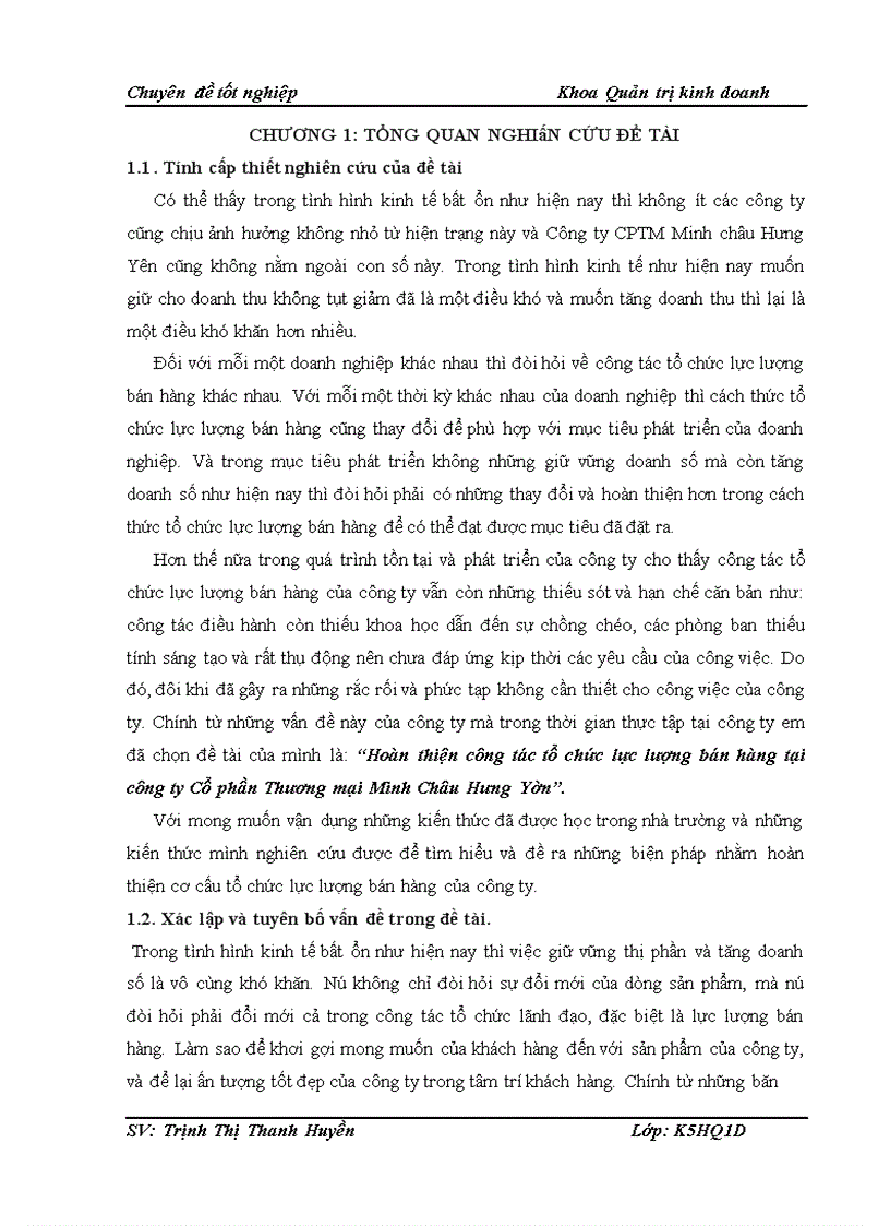 image for page Hoàn thiện công tác tổ chức lực lượng bán hàng tại công ty Cổ phần Thương mại Minh Châu Hưng Yên 1