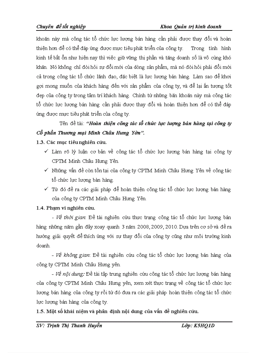 image for page Hoàn thiện công tác tổ chức lực lượng bán hàng tại công ty Cổ phần Thương mại Minh Châu Hưng Yên 1