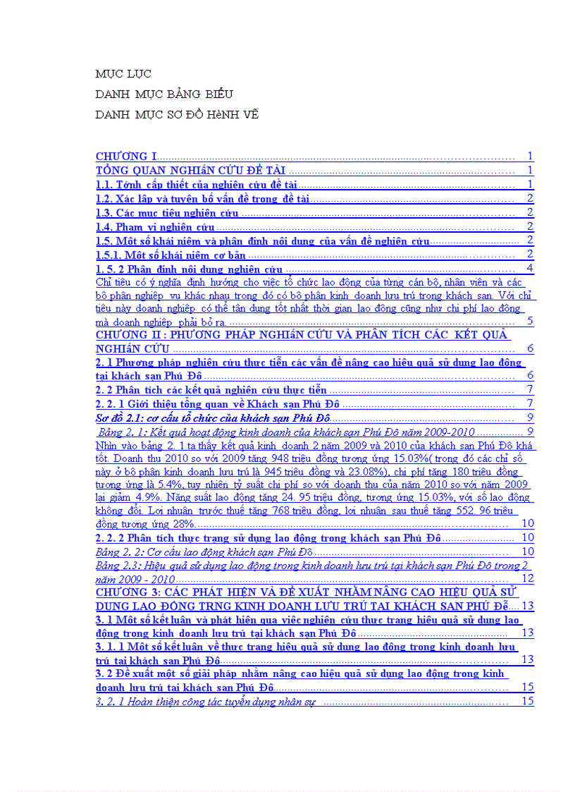 image for page Giải pháp nâng cao hiệu quả sử dụng lao động trong kinh doanh lưu trú tại khách sạn Phú Đô