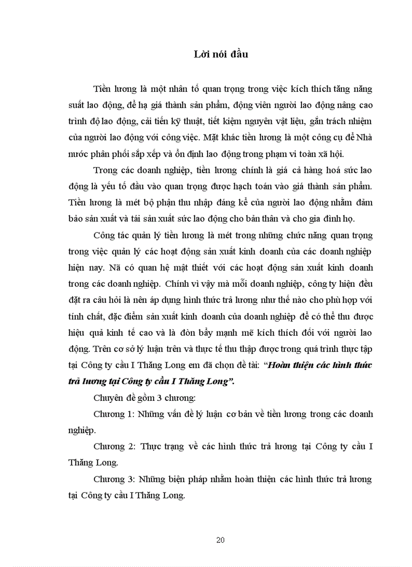 image for page Hoàn thiện các hình thức trả lương tại Công ty cầu I Thăng Long 1