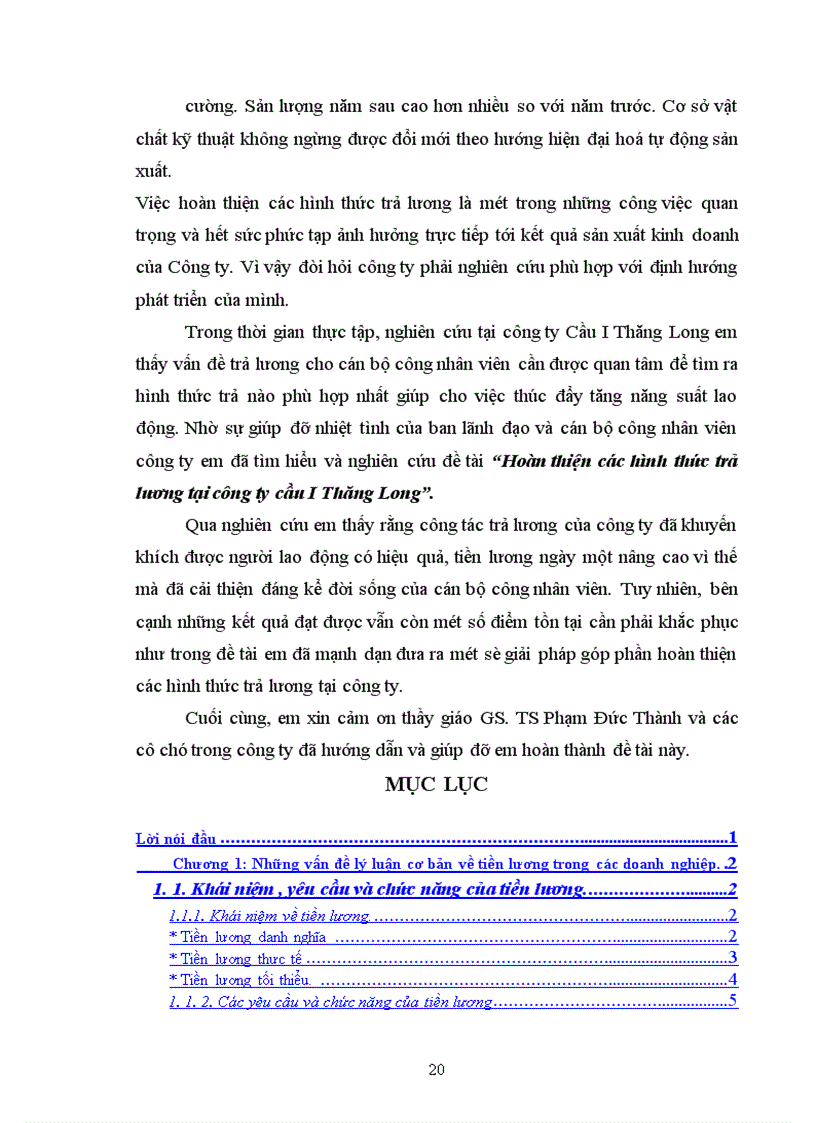 image for page Hoàn thiện các hình thức trả lương tại Công ty cầu I Thăng Long 1