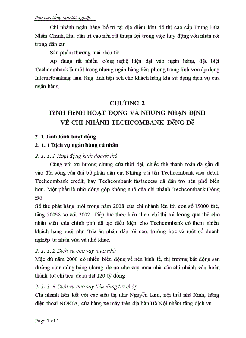 image for page Báo cáo tổng hợp Đánh giá chất lượng dịch vụ của các giao dịch viên và điểm giao dịch của Techcombank