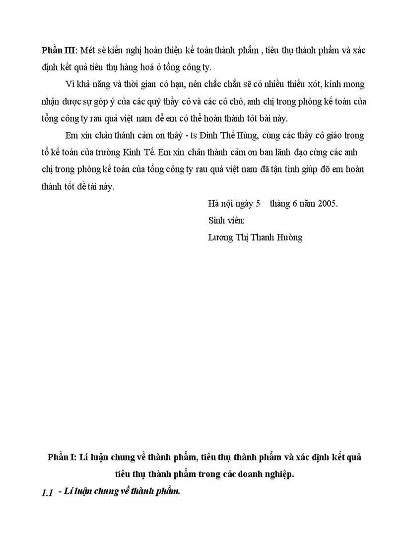 image for page Tổ chức hạch toán thành phẩm tiêu thụ thành phẩm ở công ty rau quả việt nam 1