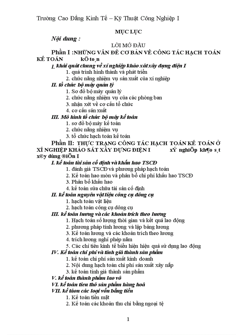 image for page Thực trạng công tác hạch toán kế toán ở xí nghiệp khảo sát xây dựng điện I