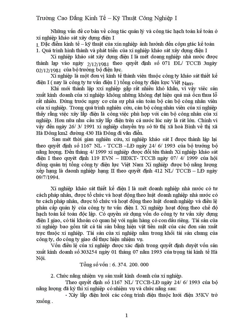 image for page Thực trạng công tác hạch toán kế toán ở xí nghiệp khảo sát xây dựng điện I