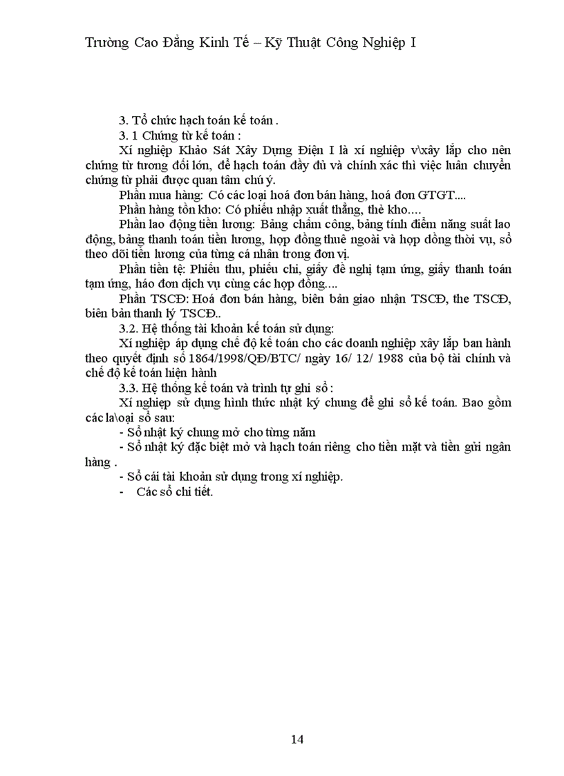 image for page Thực trạng công tác hạch toán kế toán ở xí nghiệp khảo sát xây dựng điện I