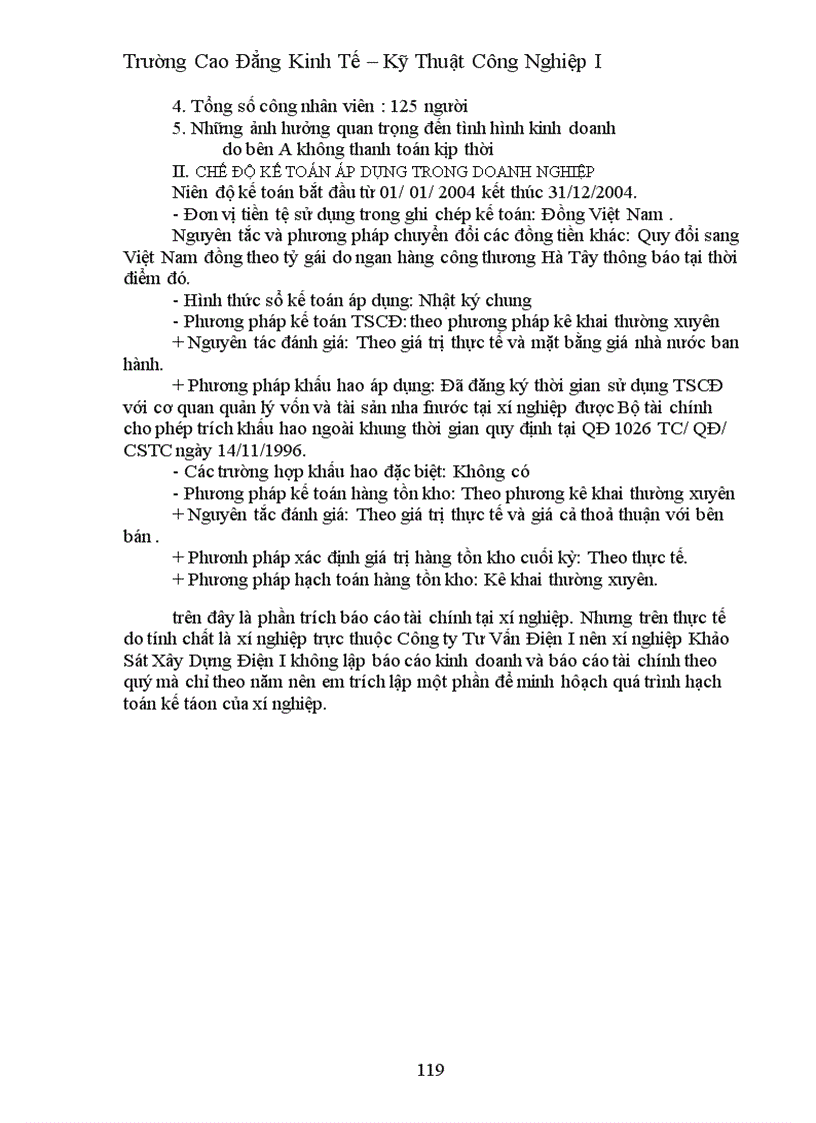 image for page Thực trạng công tác hạch toán kế toán ở xí nghiệp khảo sát xây dựng điện I