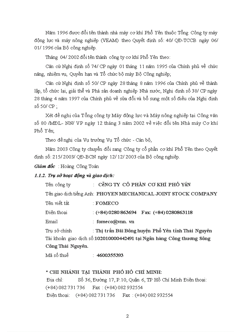 image for page Báo cáo tập tại công ty cổ phần cơ khí Phổ Yên