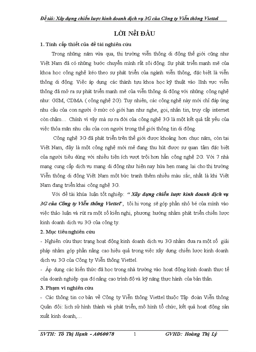 image for page Xây dựng chiến lược kinh doanh dịch vụ 3G của Công ty Viễn thông Viettel