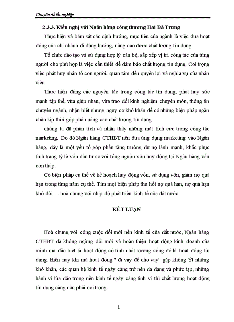 image for page Giải pháp nhằm nâng cao chất lượng tín dụng tại chi nhánh Ngân hàng công thương Hai Bà Trưng 1