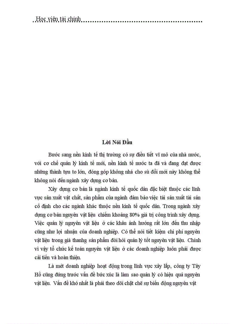 image for page Tổ chức công tác kế toán nguyên vật liệu ở công ty Tây Hồ 1