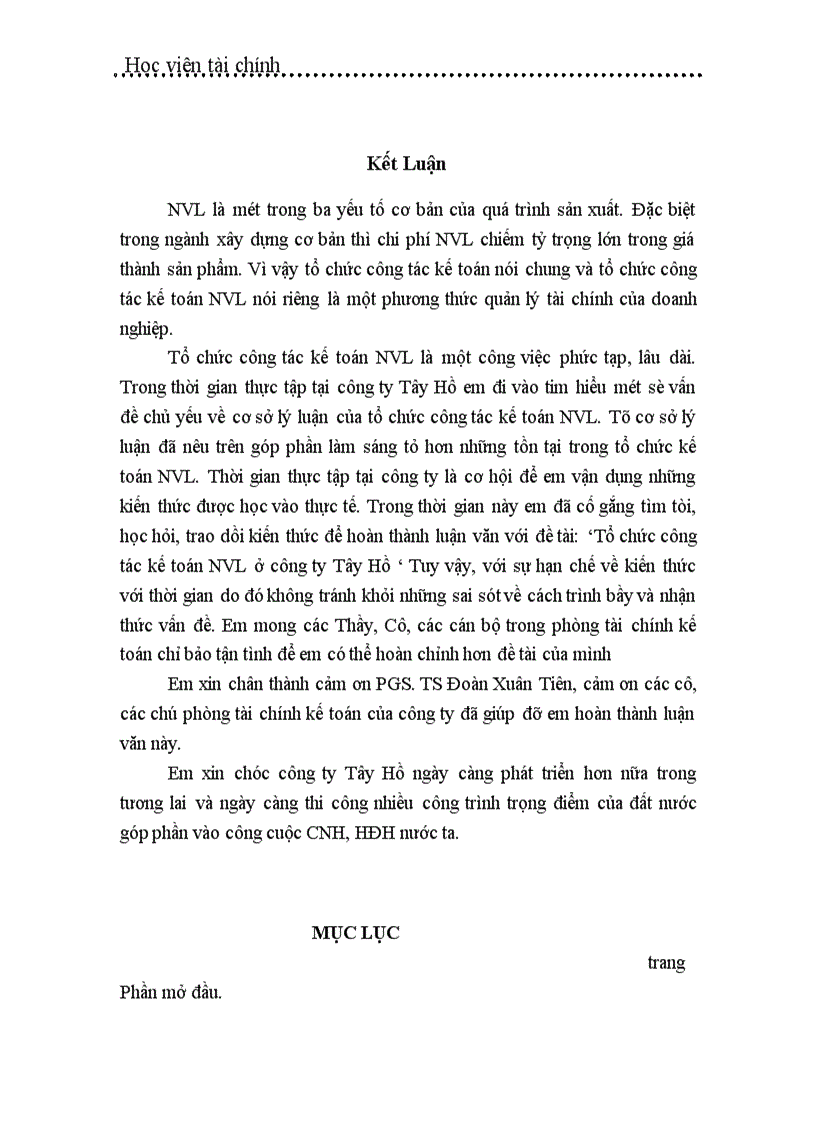 image for page Tổ chức công tác kế toán nguyên vật liệu ở công ty Tây Hồ 1