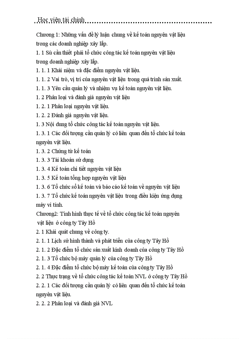 image for page Tổ chức công tác kế toán nguyên vật liệu ở công ty Tây Hồ 1