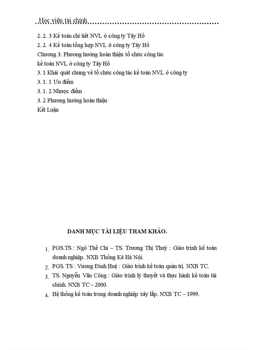 image for page Tổ chức công tác kế toán nguyên vật liệu ở công ty Tây Hồ 1