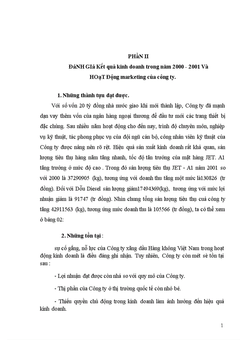 image for page Đánh giá kết quả kinh doanh trong năm 2000 2001 và hoạt động marketing của công ty 1