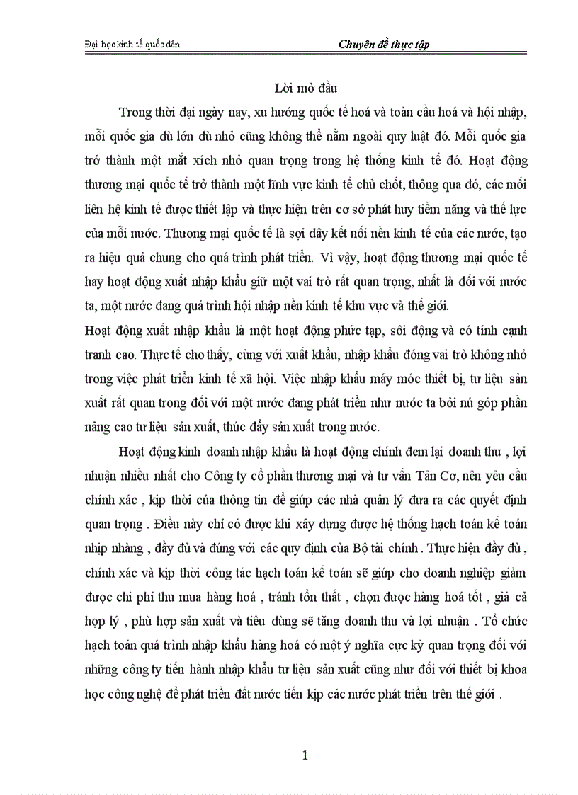 image for page Hạch toán lưu chuyển hàng hoá nhập khẩu tại Công ty cổ phần thương mại và tư vấn Tân Cơ 1