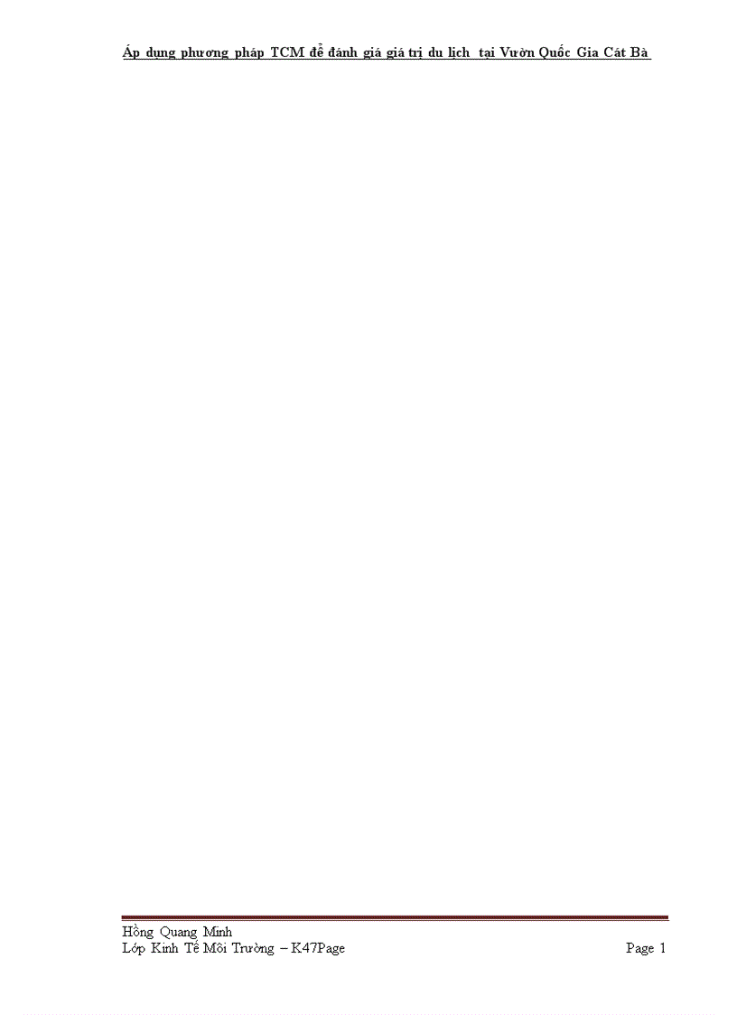 image for page Áp dụng phương pháp TCM để đánh giá giá trị du lịch tại Vườn Quốc Gia Cát Bà TP Hải Phòng
