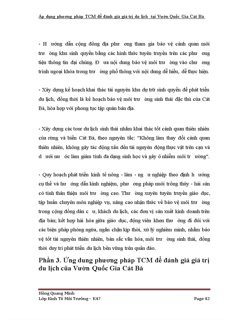 image for page Áp dụng phương pháp TCM để đánh giá giá trị du lịch tại Vườn Quốc Gia Cát Bà TP Hải Phòng