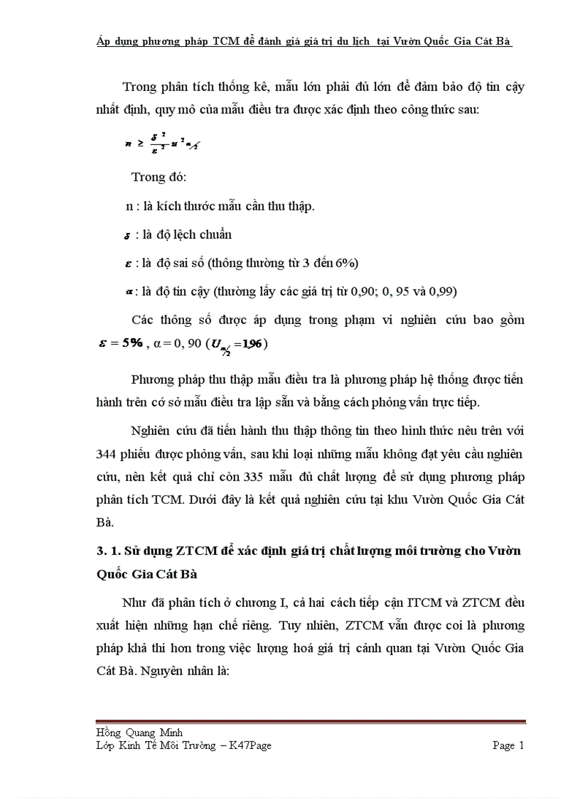 image for page Áp dụng phương pháp TCM để đánh giá giá trị du lịch tại Vườn Quốc Gia Cát Bà TP Hải Phòng