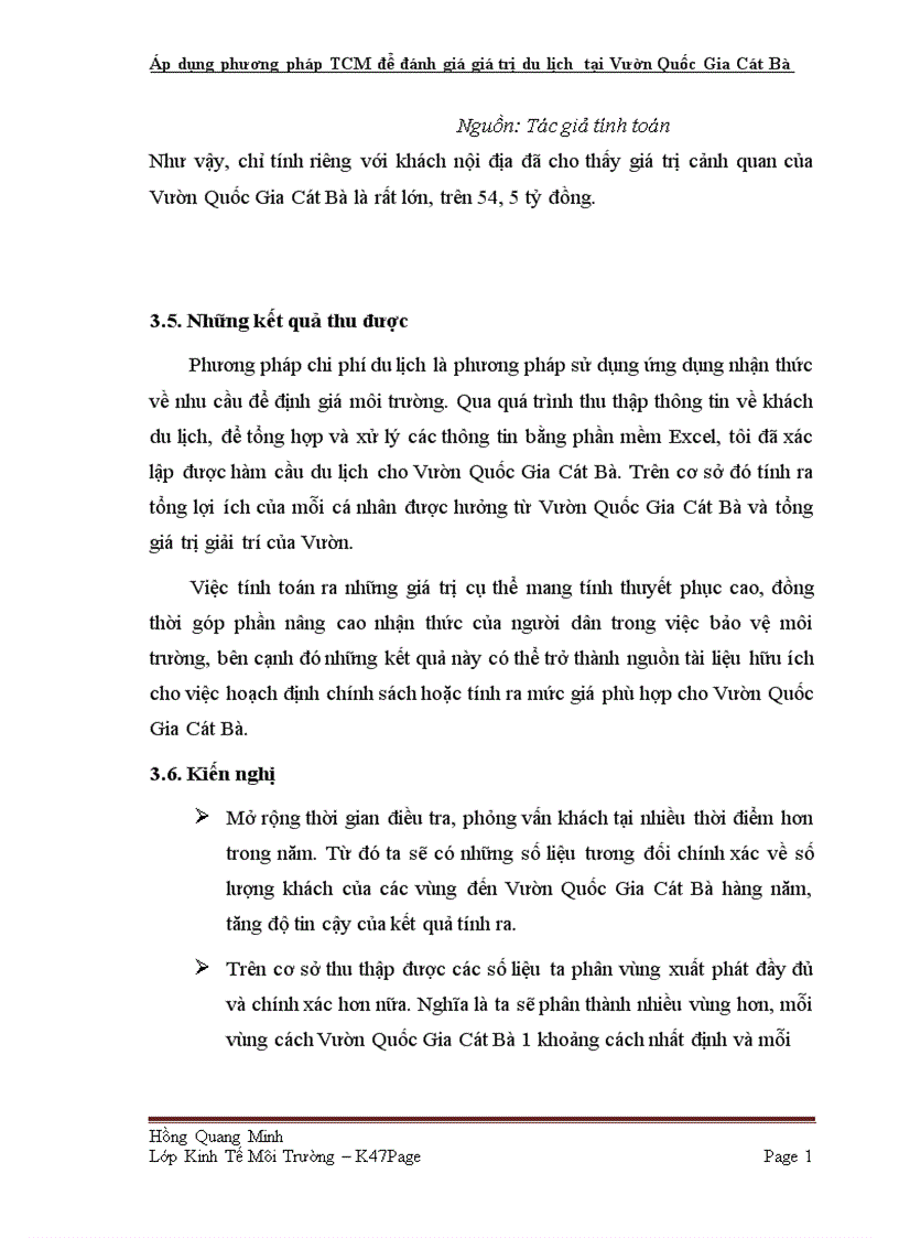 image for page Áp dụng phương pháp TCM để đánh giá giá trị du lịch tại Vườn Quốc Gia Cát Bà TP Hải Phòng