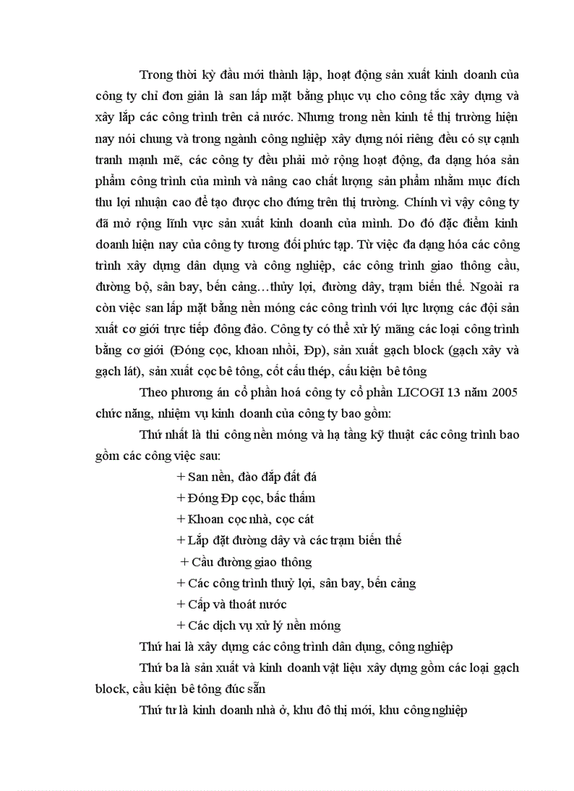 image for page qui trình sản xuất sản phẩm chính của công ty là thi công san nền và đúc cọc mang lại doanh thu chủ yếu cho công ty