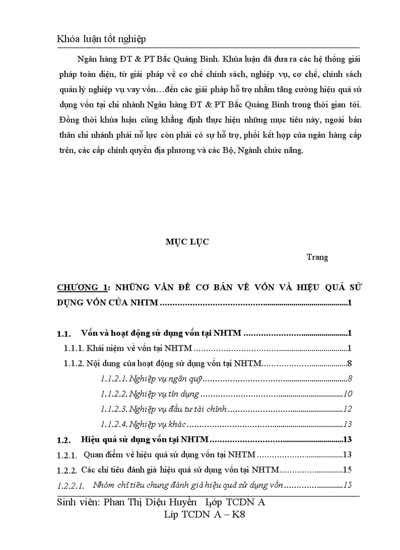 image for page Giải pháp tăng cường hiệu quả sử dụng vốn tại chi nhánh ngân hàng đầu tư và phát triển Bắc Quảng Bình 1