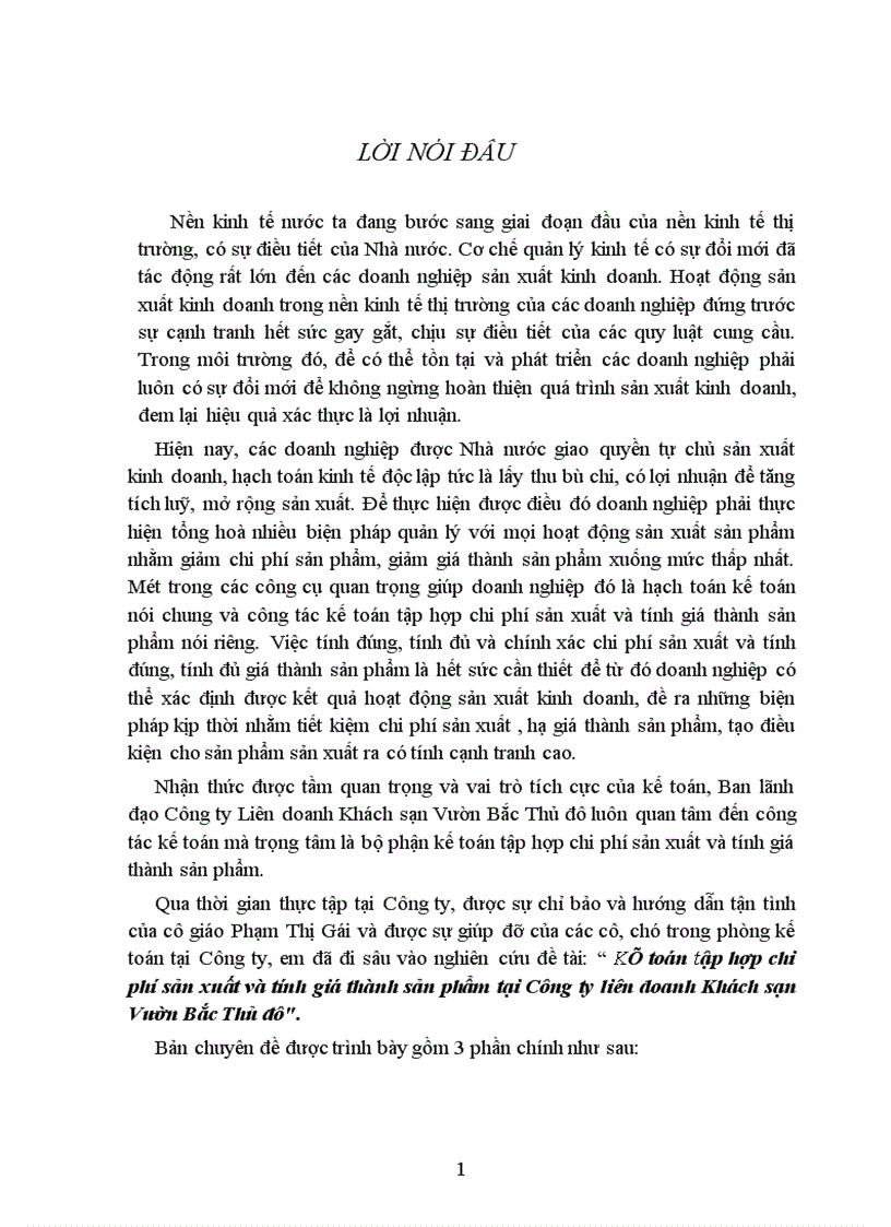 image for page Kế toán tập hợp chi phí sản xuất và tính giá thành sản phẩm tại Công ty liên doanh Khách sạn Vườn Bắc Thủ đô 1