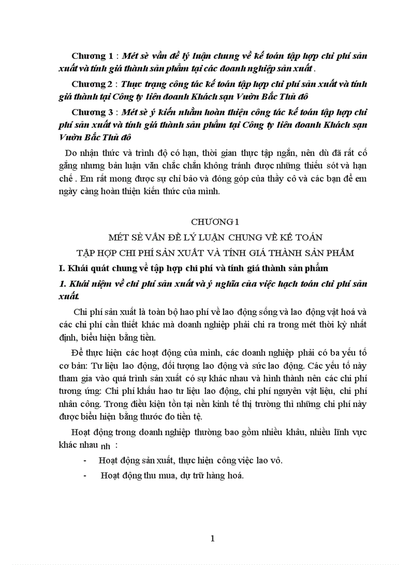 image for page Kế toán tập hợp chi phí sản xuất và tính giá thành sản phẩm tại Công ty liên doanh Khách sạn Vườn Bắc Thủ đô 1