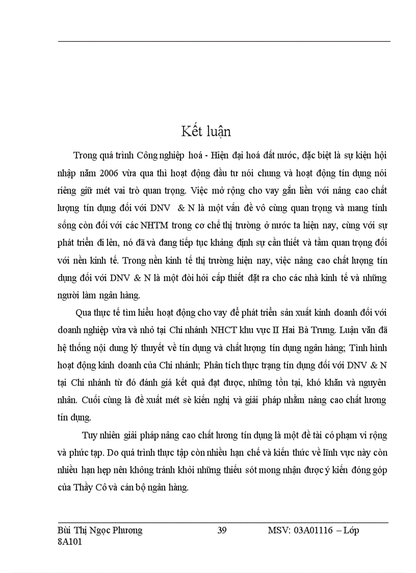 image for page Nâng cao chất lượng tín dụng đối với doanh nghiệp vừa và nhỏ tại chi nhánh ngân hàng công thương khu vực II Hai Bà Trưng 1