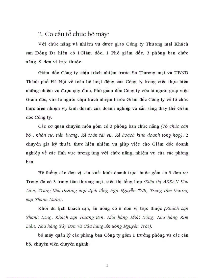 image for page Thực trạng cán bộ và công tác cán bộ ở Công ty Thương mại Khách sạn Đống Đa 1