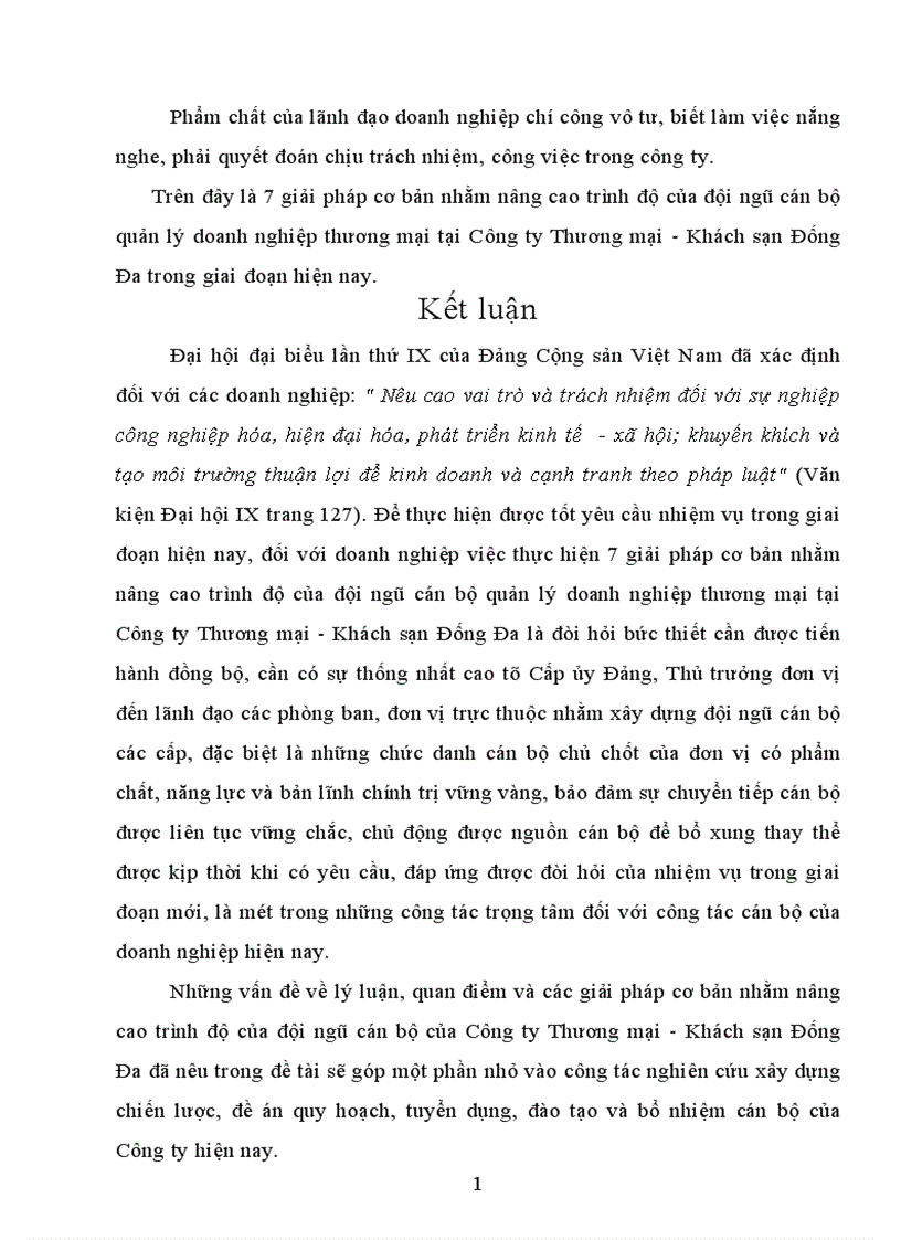 image for page Thực trạng cán bộ và công tác cán bộ ở Công ty Thương mại Khách sạn Đống Đa 1