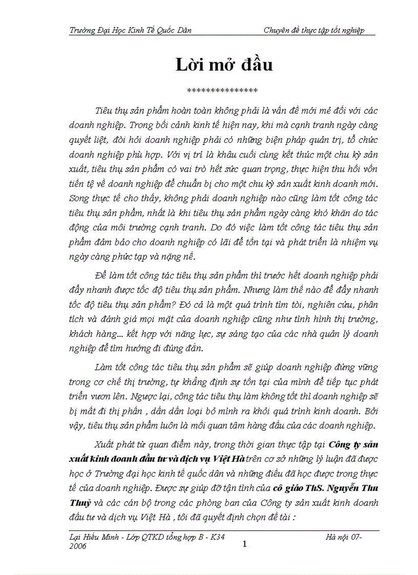 image for page Một số giải pháp thúc đẩy hoạt động tiêu thụ sản phẩm bia hơi tại Công ty sản xuất kinh doanh đầu tư và dịch vụ Việt Hà 1