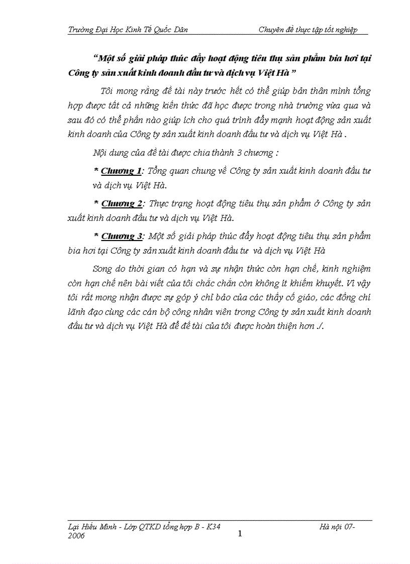 image for page Một số giải pháp thúc đẩy hoạt động tiêu thụ sản phẩm bia hơi tại Công ty sản xuất kinh doanh đầu tư và dịch vụ Việt Hà 1