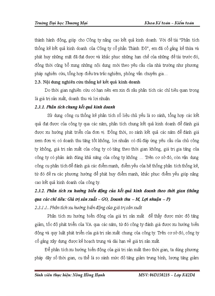 image for page Phân tích thống kê kết quả kinh doanh của Công ty cổ phần Thành Đô 1