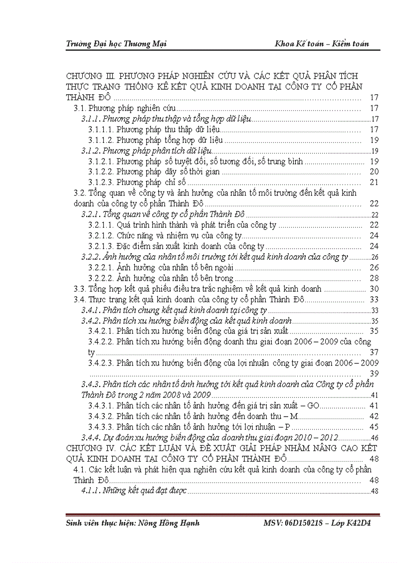 image for page Phân tích thống kê kết quả kinh doanh của Công ty cổ phần Thành Đô 1