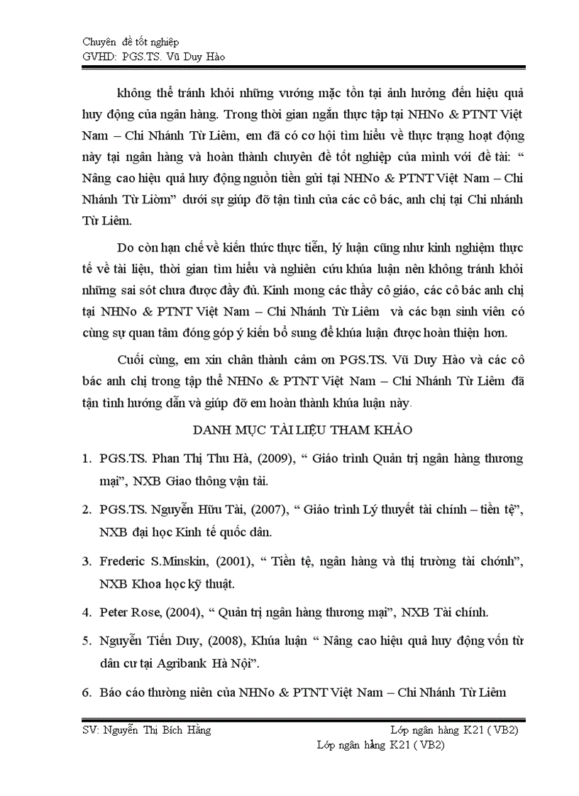 image for page Nâng cao hiệu quả huy động nguồn tiền gửi tại NHNo PTNT Việt Nam Chi Nhánh Từ Liêm