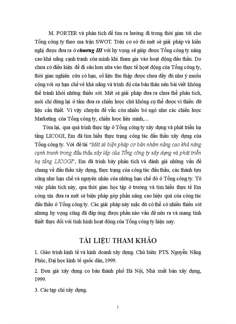 image for page Một số biện pháp nhằm nâng cao khả năng cạnh tranh trong đấu thầu xây lắp ở Tổng công ty xây dựng và phát triển hạ tầng LICOGI 1