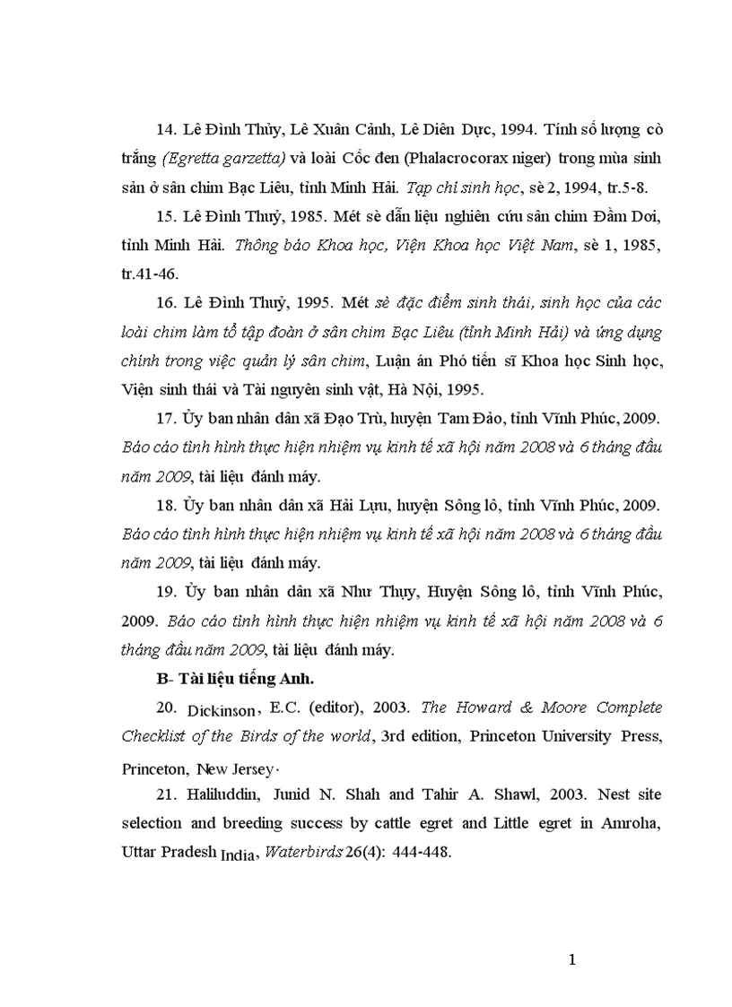 image for page Nghiên cứu thành phần loài chim tại ba vườn chim Như Thuỵ Hải Lựu Đạo Trù tỉnh Vĩnh Phúc và một số đặc điểm sinh thái học của loài Cò ruồi Bubulcus ibis Linnaeus 1758 1
