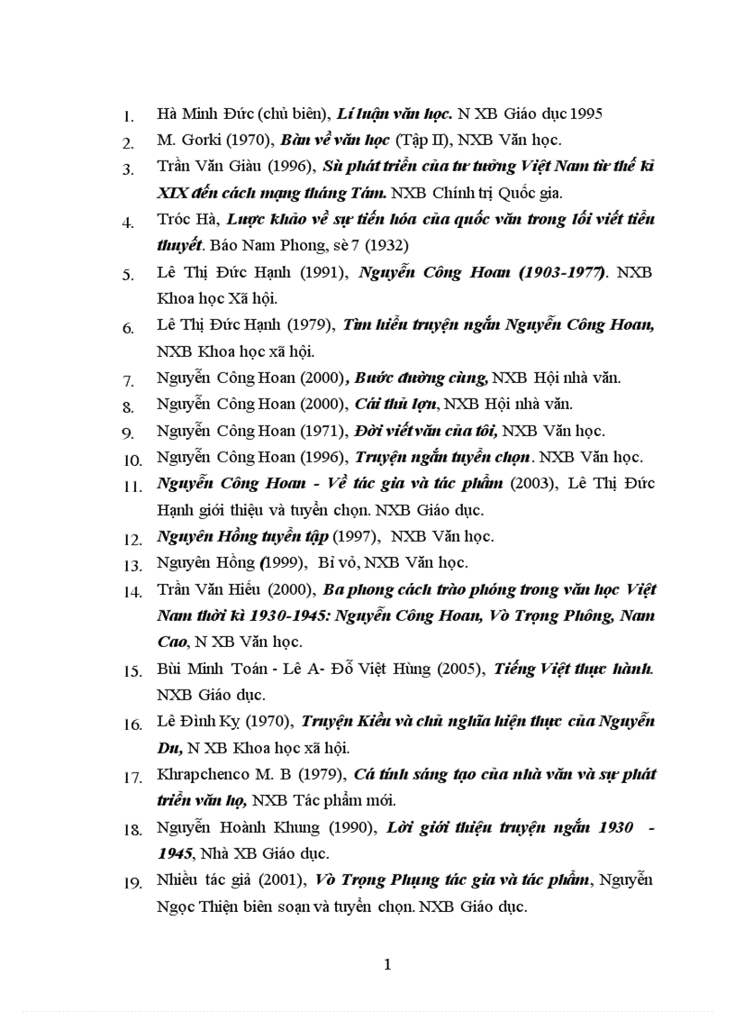 image for page Nghệ thuật điển hình hoá trong những sáng tác tiêu biểu trước Cách mạng tháng Tám của Nguyễn Công Hoan