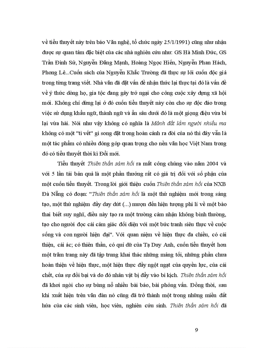 image for page Nội dung của yếu tố kì ảo trong ba tiểu thuyết Nỗi buồn chiến tranh của Bảo Ninh Mảnh đất lắm người nhiều ma của Nguyễn Khắc