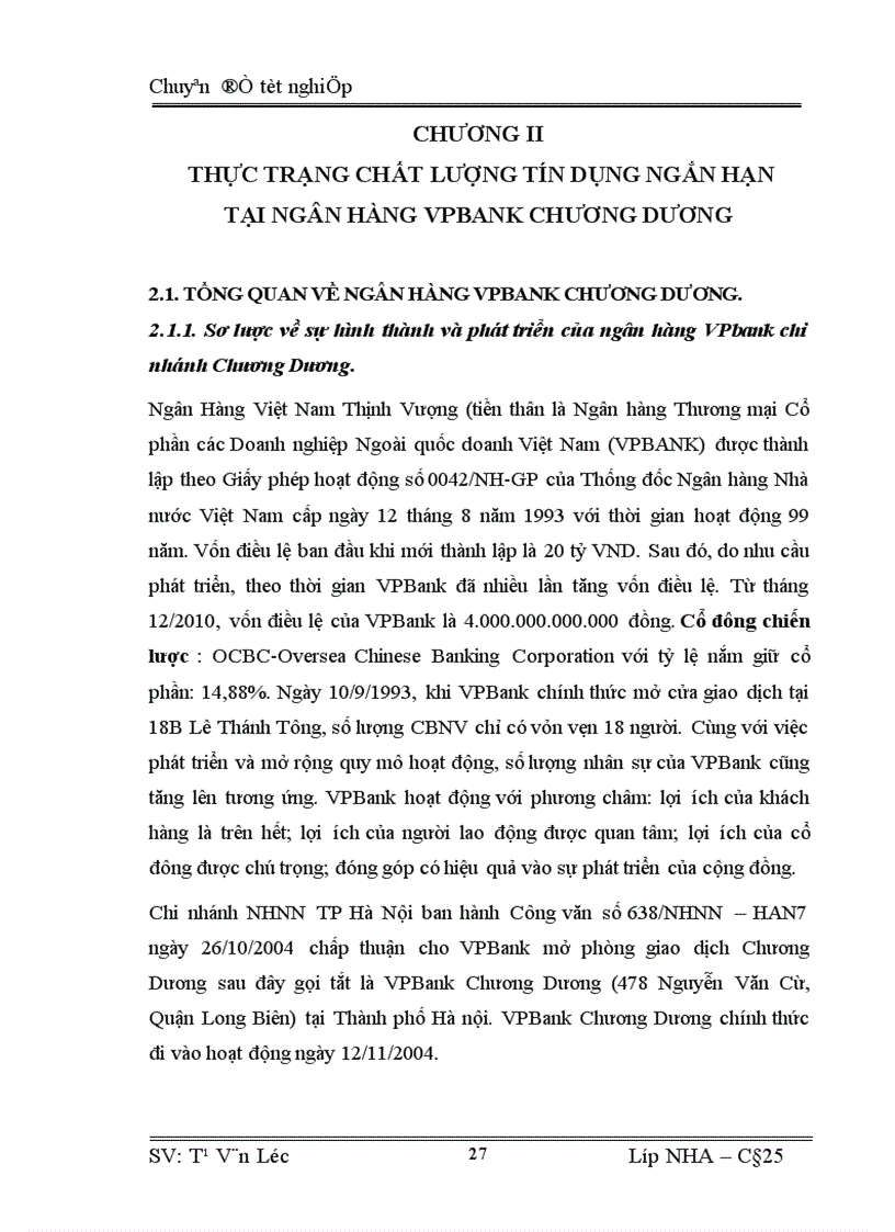 image for page Giải pháp nâng cao chất lượng hoạt động tín dụng ngắn hạn tại ngân hàng VPBank chi nhánh Chương Dương
