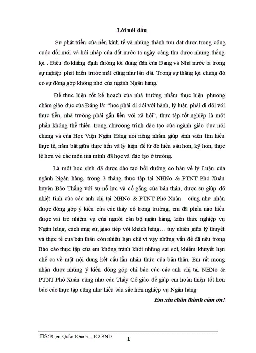 image for page Báo cáo thực tập tốt nghiệp tại NHNo PTNT Phú Xuân